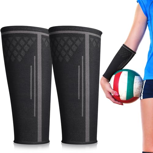 TOBWOLF 1 Paar Volleyball-Armmanschetten, Größe M, Volleyball-Kompressionsmanschetten, Unterarmmanschetten, Volleyball-Passmanschetten, Volleyball-Trainingshilfen für Jugend, Männer, Frauen – Schwarz von TOBWOLF