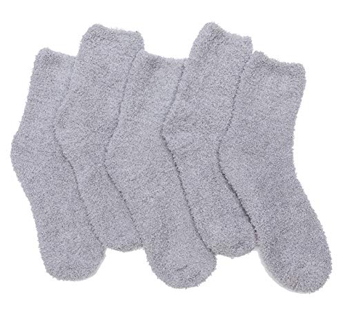 TOCONFFON Damen Kuschelige Flauschige Socken Weiche Plüsch Socken 5 Paar(Grau) von TOCONFFON