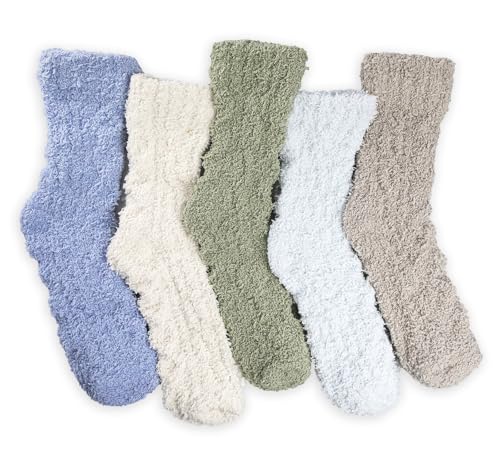 TOCONFFON Damen Kuschelige Flauschige Socken Weiche Socken Plüsch Socken 5 Paar(Mehrfarbige Twist) von TOCONFFON