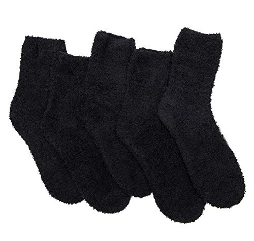 TOCONFFON Damen Kuschelige Flauschige Socken Weiche Plüsch Socken 5 Paar(Schwarz) von TOCONFFON