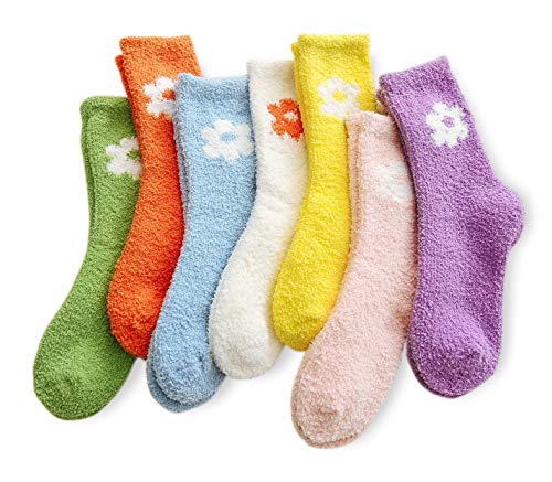 TOCONFFON Damen Kuschelige Flauschige Socken 7 Paar (Blume) - Weiche Plüsch von TOCONFFON