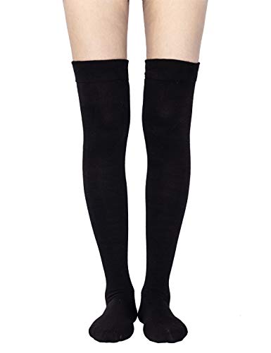 TOCONFFON Damen Overknee High Socken - Oberschenkelhohe Baumwollsocken für den täglichen Gebrauch, Cosplay, Schwarze Overknee-Socken, Einheitsgröße TOCONFFON Damen Overknee High Socken - Oberschenkelhohe Baumwollsocken für den täglichen Gebrauch, Cosplay, Schwarze Overknee-Socken, Einheitsgröße von TOCONFFON