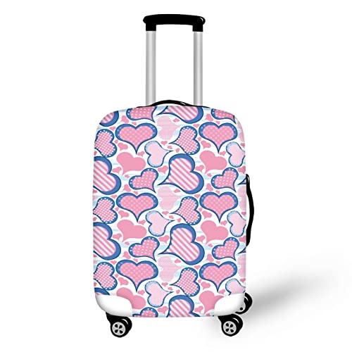 TODIYADDU Gepäckabdeckung für Damen 18/24/28/32 Zoll Koffer Spandex Schutzhülle, Pink Love Heart, M (for 22-24 inch luggage) von TODIYADDU