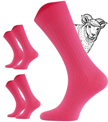 TODO 2 Paar DIABETIKER SOCKEN MERINO ohne Gummibund Extra Weit Wolle Medizin DiabetikerSocken Herren und Damen (39-42, Fuchsia) von TODO