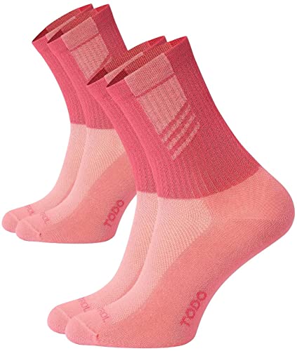 TODO 2Paar AIR CONTROL Baumwolle Sportsocken Herren und Damen, Atmungsaktiv, Thermoaktiv, Bunte (39-42, 2ROZ) von TODO