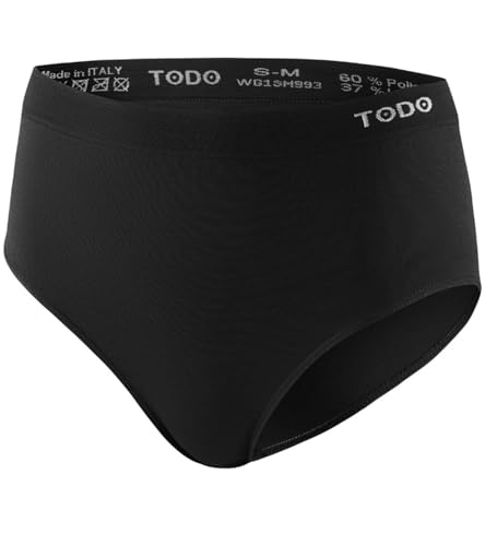 TODO 37% Merino Slip Damen Hohe Taille Unterhose Damen - kratzt Nicht. Atmungsaktiv Merino Unterhose Damen (Schwarz, XXL) von TODO