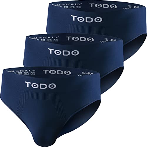 TODO Sport Slips Herren (3er Pack) Elastisch Sportunterwäsche, Briefs Männer, Atmungsaktiv, ohne Scheuern, Sommer (Marineblau, S/M) von TODO