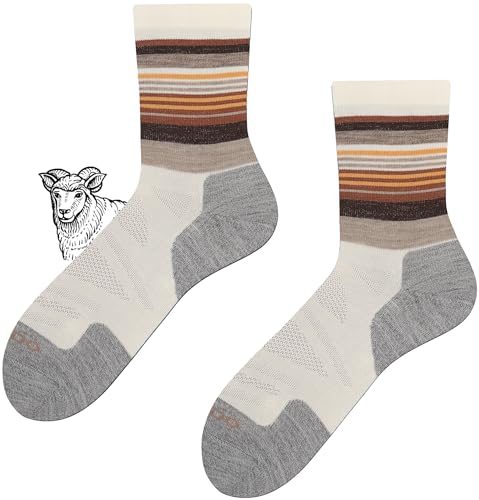 TODO BP COLOR Sehr Dünn Merino Wandersocken Damen und Herren, 70% Merinowolle Trekking-Socken, Atmungsaktiv Outdoor Socken (Light Sand, 35-38) von TODO