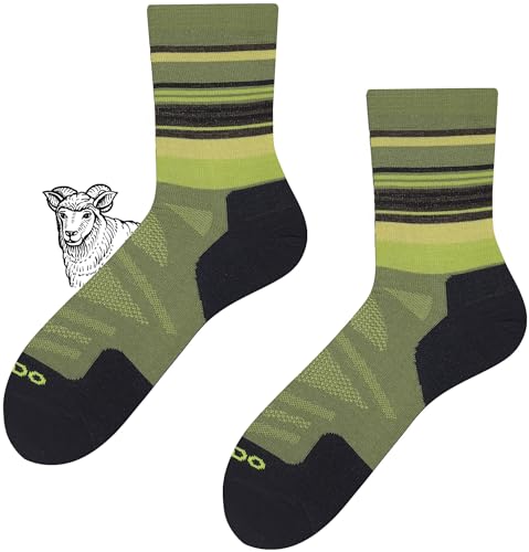 TODO BP COLOR Sehr Dünn Merino Wandersocken Herren und Damen, 70% Merinowolle Trekking-Socken, Outdoor Funktionssocken (Forest, 47-50) von TODO