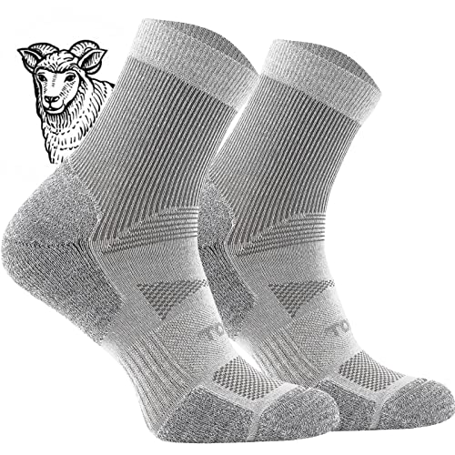 TODO BP Kurz Wandersocken Sommer Herren und Damen - Wolle Trekking Socken Atmungsaktiv, Anti Blasen, Belüftung (Kurz Grau, 35-38) von TODO