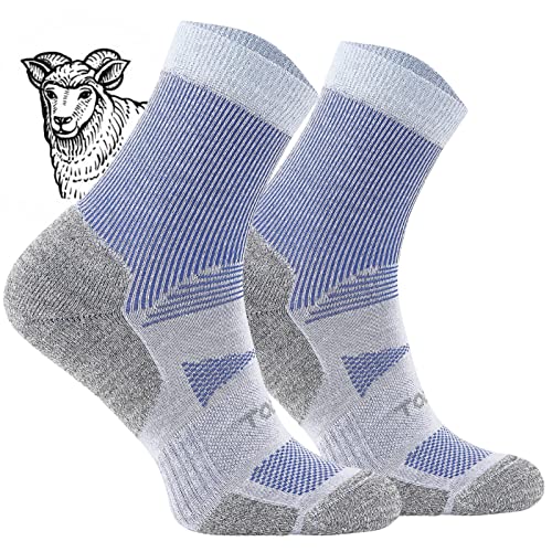 TODO BP Kurz Wandersocken Sommer Herren und Damen - Wolle Trekking Socken Atmungsaktiv, Anti Blasen, Belüftung (Kurz Navy, 43-46) von TODO