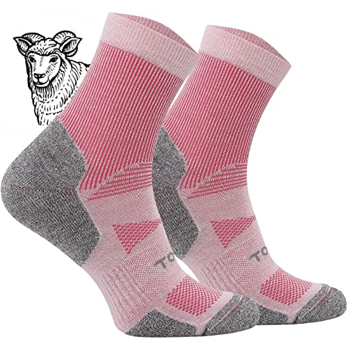 TODO BP Kurz Wandersocken Sommer Herren und Damen - Wolle Trekking Socken Atmungsaktiv, Anti Blasen, Belüftung (Kurz Rosa, 39-42) von TODO