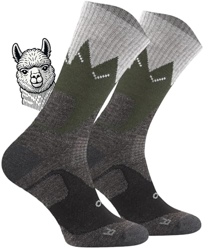TODO BP LIGHT Dünn Alpaka Wandersocken Herren, 70% Wolle Alpaka + Merino Trekkingsocken, Merino Wandersocken Alpaka Forest 47-50 von TODO