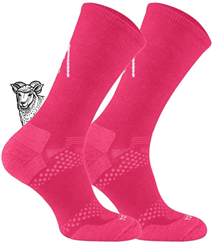 TODO BP LIGHT Dünn Merino Wandersocken für Herren, Damen,Trekking-Socken, Atmungsaktiv, 34% Merinowolle Blend Funktionssocken, Outdoor (39-42, Fuchsie) von TODO