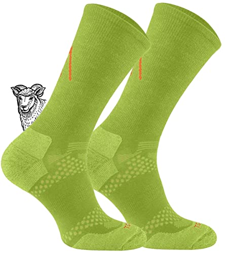 TODO BP LIGHT Dünn Merino Wandersocken für Herren, Damen,Trekking-Socken, Atmungsaktiv, 34% Merinowolle Blend Funktionssocken, Outdoor (39-42, Lime) von TODO