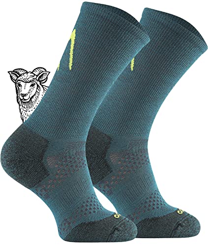 TODO BP LIGHT Dünn Merino Wandersocken für Herren, Damen,Trekking-Socken, Atmungsaktiv, 34% Merinowolle Blend Funktionssocken, Outdoor (43-46, Petrolio) von TODO