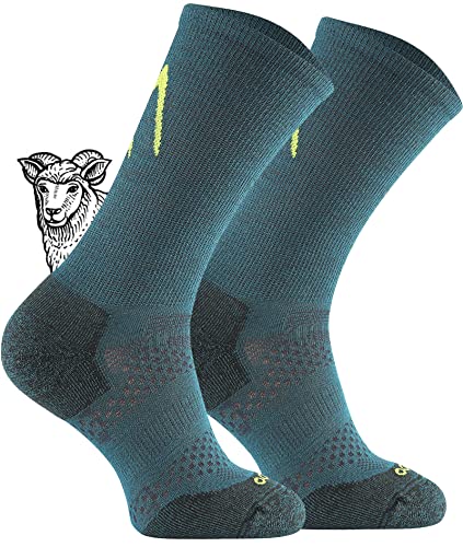 TODO BP LIGHT Dünn Merino Wandersocken für Herren, Damen,Trekking-Socken, Atmungsaktiv, 34% Merinowolle Blend Funktionssocken, Outdoor (47-50, Petrolio) von TODO