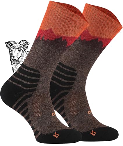 TODO BP LIGHT Dünn Merino Wandersocken für Herren, Damen,Trekking-Socken, Atmungsaktiv, 55% Merinowolle Blend Funktionssocken, Outdoor (Falcon Desert Sun, 43-46) von TODO