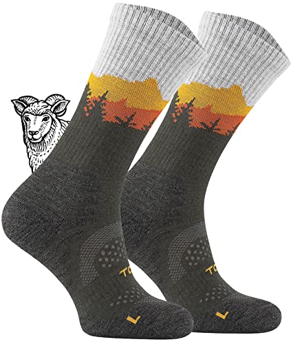 TODO BP LIGHT Dünn Merino Wandersocken für Herren, Damen,Trekking-Socken, Atmungsaktiv, 55% Merinowolle Blend Funktionssocken, Outdoor (Falcon Khaki, 35-38) von TODO