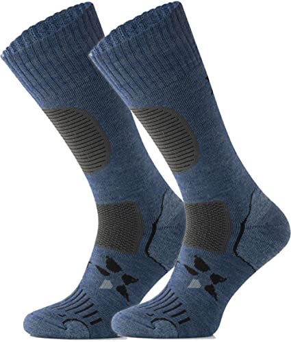 TODO BP Medium Dicke Wandersocken 34% Merino Wolle Herren und Damen. Socken für Outdoor, Hiking, Wandern, Camping, zum Wald, Bergsocken (39-42, Marineblau) von TODO