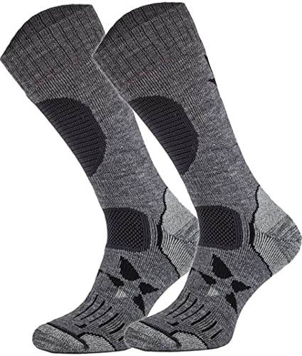 TODO BP Medium Dicke Wandersocken 34% Merino Wolle Herren und Damen. Socken für Outdoor, Hiking, Wandern, Camping, zum Wald, Bergsocken (35-38, Grau) von TODO