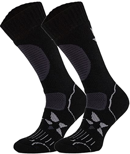 TODO BP Medium Dicke Wandersocken 34% Merino Wolle Herren und Damen. Socken für Outdoor, Hiking, Wandern, Camping, zum Wald, Bergsocken (39-42, Schwarz) von TODO