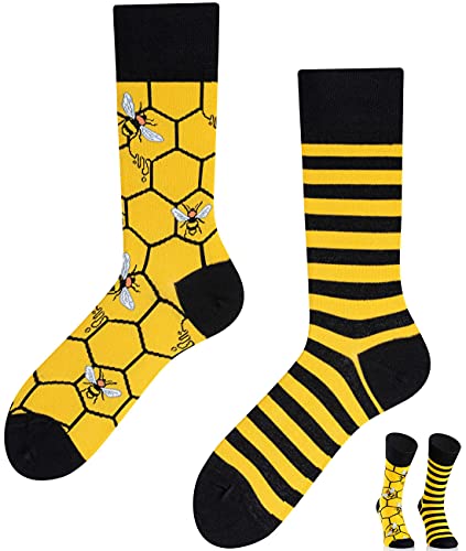 TODO Colours Lustige Socken mit Motiv - mehrfarbige, bunte, Verrückte für Herren und Damen (35-38, Bienen Socken) von TODO