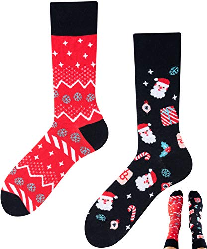 TODO Colours Weihnachtssocken Damen und Herren, Socken Weihnachten Lustig (Weihnachtssocken 35-38) von TODO