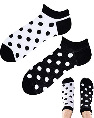 TODO Colours Lustige Sneaker Socken Black&White dots LOW Lustige socken bunte Knöchelsocken Damen Herren (Black&White dots Low, 35-38) von TODO