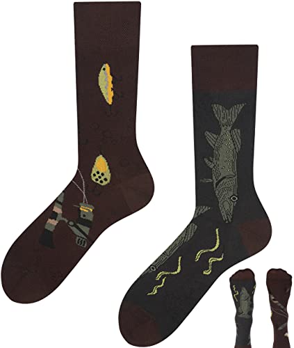 TODO Colours Lustige Socken mit Motiv - Mehrfarbige, Bunte, Verrückte für Herren und Damen (39-42, Angler Socken) von TODO