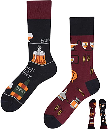 TODO Colours Lustige Socken mit Motiv - mehrfarbige, bunte, Verrückte für Herren und Damen (43-46, Whisky BD) von TODO