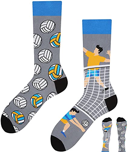 TODO Lustige Socken Herren und Damen, Coole Socken mit Motiv - Bunte, Mehrfarbige, Verrückte (35-38, Volleyball) von TODO