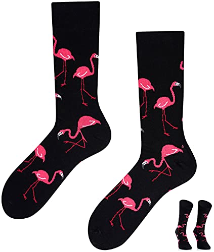 TODO Colours Lustige Socken mit Motiv - mehrfarbige, bunte, Verrückte für Herren und Damen (39-42, Flamingo Lover) von TODO