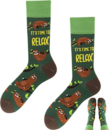 TODO Colours Lustige Socken mit Motiv - mehrfarbige, bunte, Verrückte für Herren und Damen (35-38, Sloth Socken) von TODO