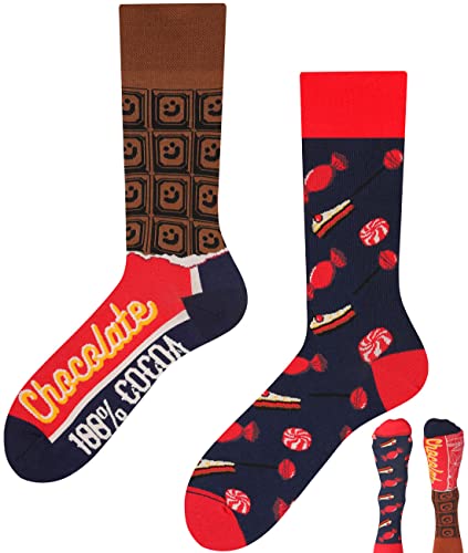 TODO Lustige Socken Herren und Damen, Coole Socken mit Motiv - Bunte, Mehrfarbige, Verrückte (39-42, Schokolade) von TODO