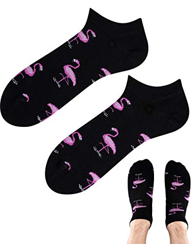 TODO Colours Motiv Sneaker-Socken FLAMINGO LOVER LOW Lustige Flamingo mehrfarbige, verrückte, bunte Knöchelsocken Damen Herren (Flamingo Lover Low, 43-46) von TODO