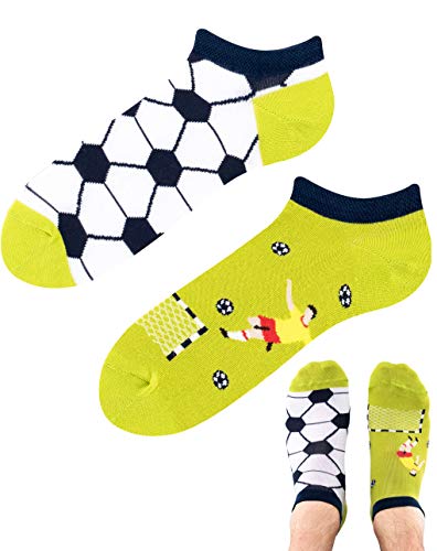 TODO Colours Motiv Sneaker-Socken Football Time LOW Lustige Fußball mehrfarbige, verrückte, bunte Knöchelsocken Damen Herren (Football Time, 35-38) von TODO