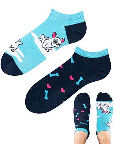 TODO Colours Motiv Sneaker-Socken LOVELY DOG LOW Lustige Asien Hund socken Damen und Herren, mehrfarbige, verrückte, bunte Knöchelsocken (Lovely Dog Low, 39-42) von TODO