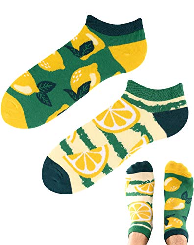 TODO Colours Motiv Sneaker-Socken Zitronen Limonade Low Lustige Limonade socken Damen und Herren, mehrfarbige, verrückte, bunte Knöchelsocken (Neu Zitrone Low, 39-42) von TODO