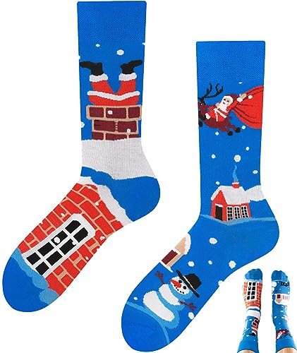 TODO COLOURS Weihnachten Socken Damen und Herren Lustige Weihnachtssocken (39-42, Santa Gift) von TODO