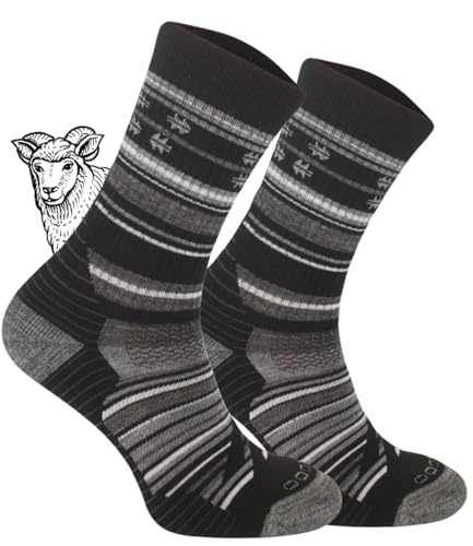 TODO Comodo Dünn Merino Wandersocken für Herren, Damen,Trekking-Socken, Atmungsaktiv, 55% Merinowolle Blend Funktionssocken, Outdoor (Comodo Steel Horizon, 35-38) von TODO