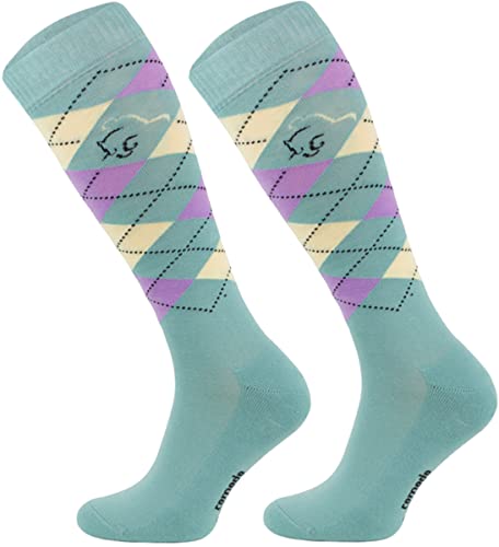 TODO Comodo Karierte Reitsocken STPDJ | Reitstrümpfe Reiter Kniestrümpfe | Baumwolle Socken Damen Herren Kinder (STPDJ - RS10, 31-34) von TODO