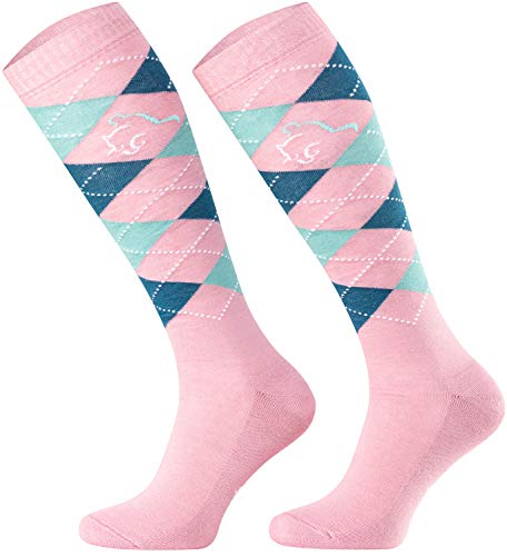 TODO Comodo Karierte Reitsocken STPDJ | Reitstrümpfe Reiter Kniestrümpfe | Baumwolle Socken Damen Herren Kinder (STPDJ - RS36, 31-34) von TODO