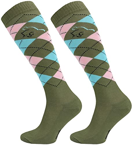 TODO Comodo Karierte Reitsocken STPDJ | Reitstrümpfe Reiter Kniestrümpfe | Baumwolle Socken Damen Herren Kinder (STPDJ - RS38, 31-34) von TODO