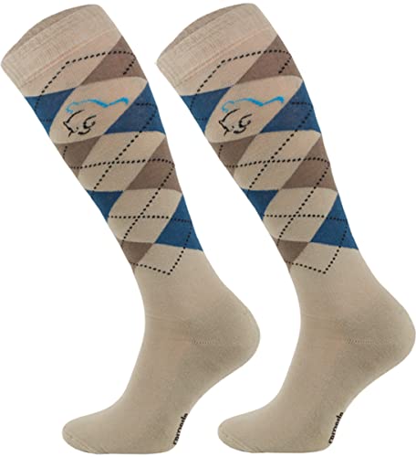 TODO Comodo Karierte Reitsocken STPDJ | Reitstrümpfe Reiter Kniestrümpfe | Baumwolle Socken Damen Herren Kinder (STPDJ - RS9, 39-42) von TODO