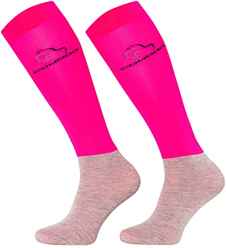 TODO Comodo Reitsocken Atmungsaktiv STPJM | Elastisch Reitstrümpfe Damen, Herren, Kinder Reiter Kniestrümpfe (STPJM - HK NEON PINK 14, 35-38) von TODO