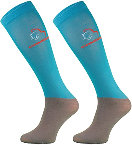 TODO Comodo Reitsocken Atmungsaktiv STPJM | Elastisch Reitstrümpfe Damen, Herren, Kinder Reiter Kniestrümpfe (STPJM - HK TORQUOISE 08, 31-34) von TODO