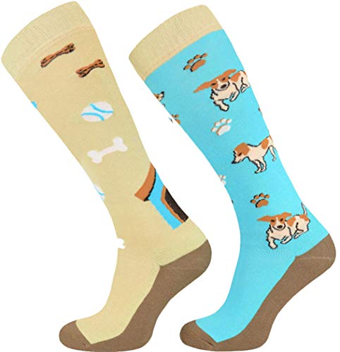 TODO Comodo Reitsocken Bunt mit Motiv STJBW | Baumwolle Reitstrümpfe Reiter Kniestrümpfe für Damen Mädchen Kinder (STJBW 13 - Jack Russell, 31-34) von TODO