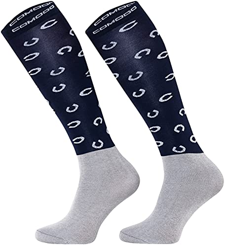 TODO Comodo Reitsocken Modern STPJM | Dünn Atmungsaktiv Reitstrümpfe Damen Herren Kinder Reiter Kniestrümpfe (STPJM - HORSESHOE 02, 39-42) von TODO