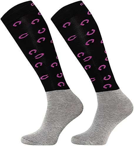 TODO Comodo Reitsocken Modern STPJM | Dünn Atmungsaktiv Reitstrümpfe Damen Herren Kinder Reiter Kniestrümpfe (STPJM - HORSESHOE 03, 35-38) von TODO